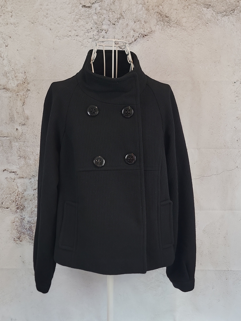 Campaigne Pea Coat- Black Double-Breasted Women's Jacket Size 8
